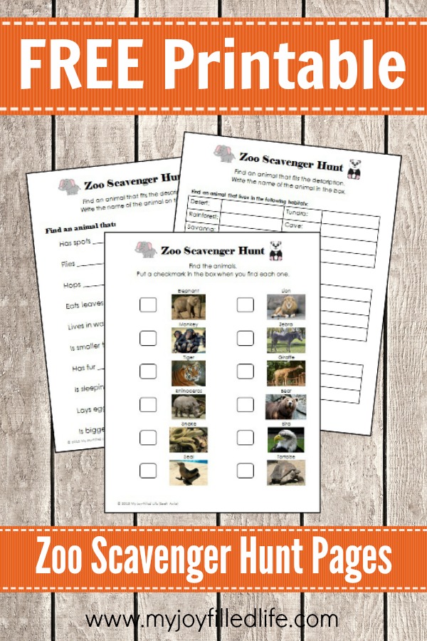 FREE Printable Zoo Scavenger Hunt Pages My Joy Filled Life