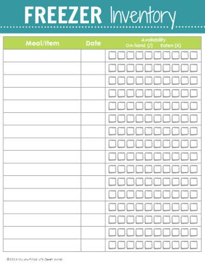 Freezer Inventory Printable - My Joy-Filled Life