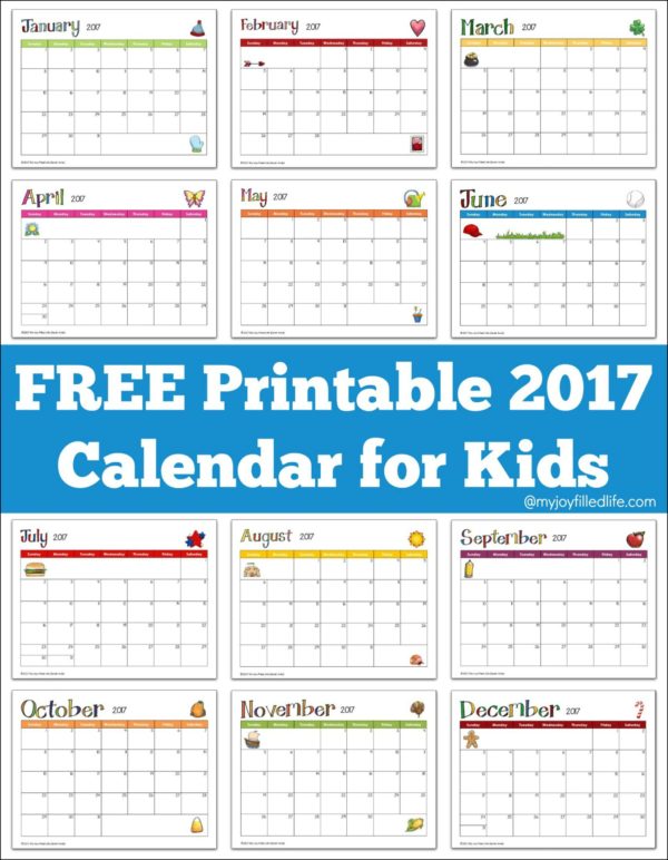 free printable 2017 calendar for kids my joy filled life