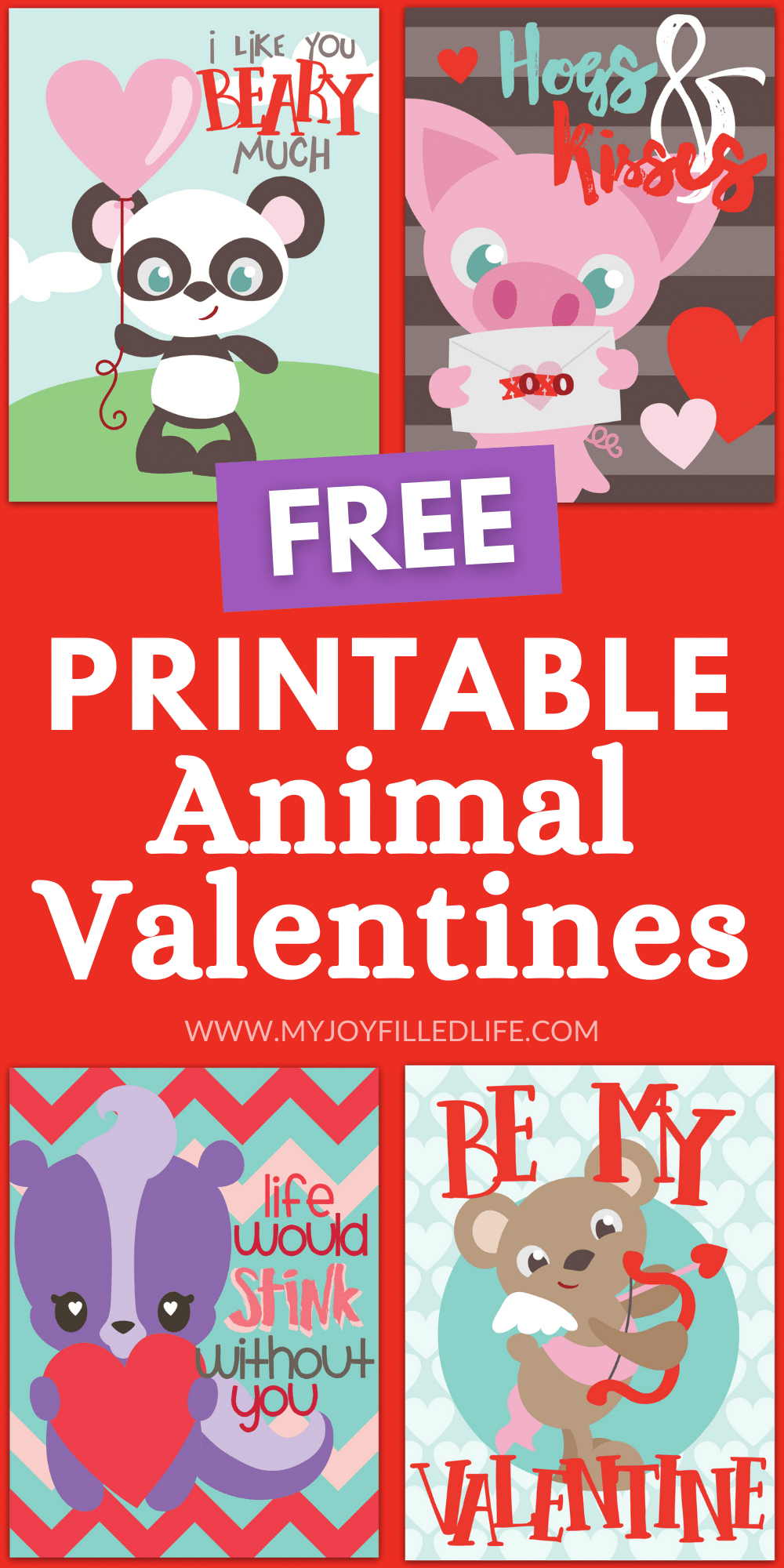 FREE Printable Animal Valentines - My Joy-Filled Life