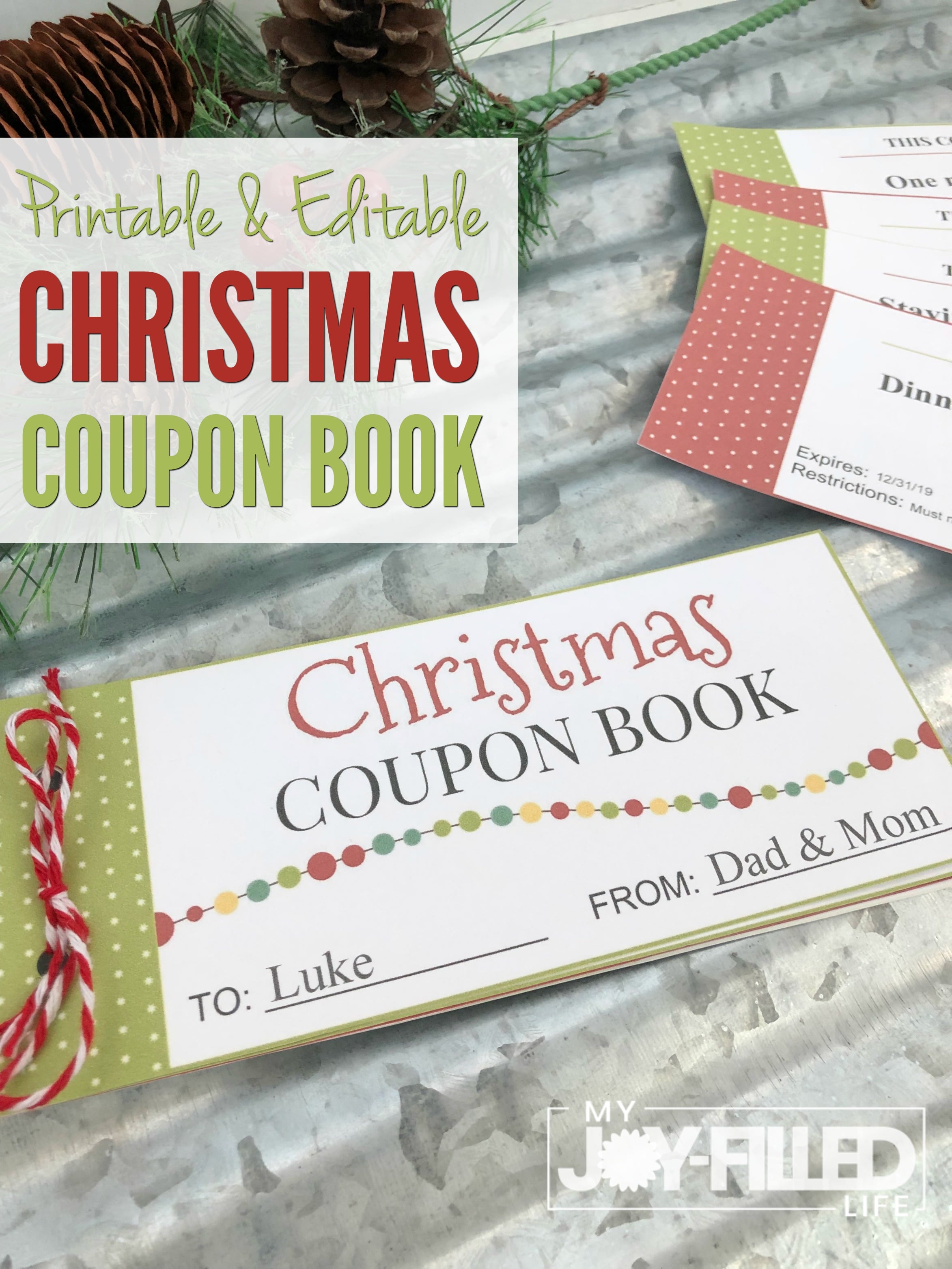 Printable Editable Christmas Coupon Book - My Joy-Filled Life