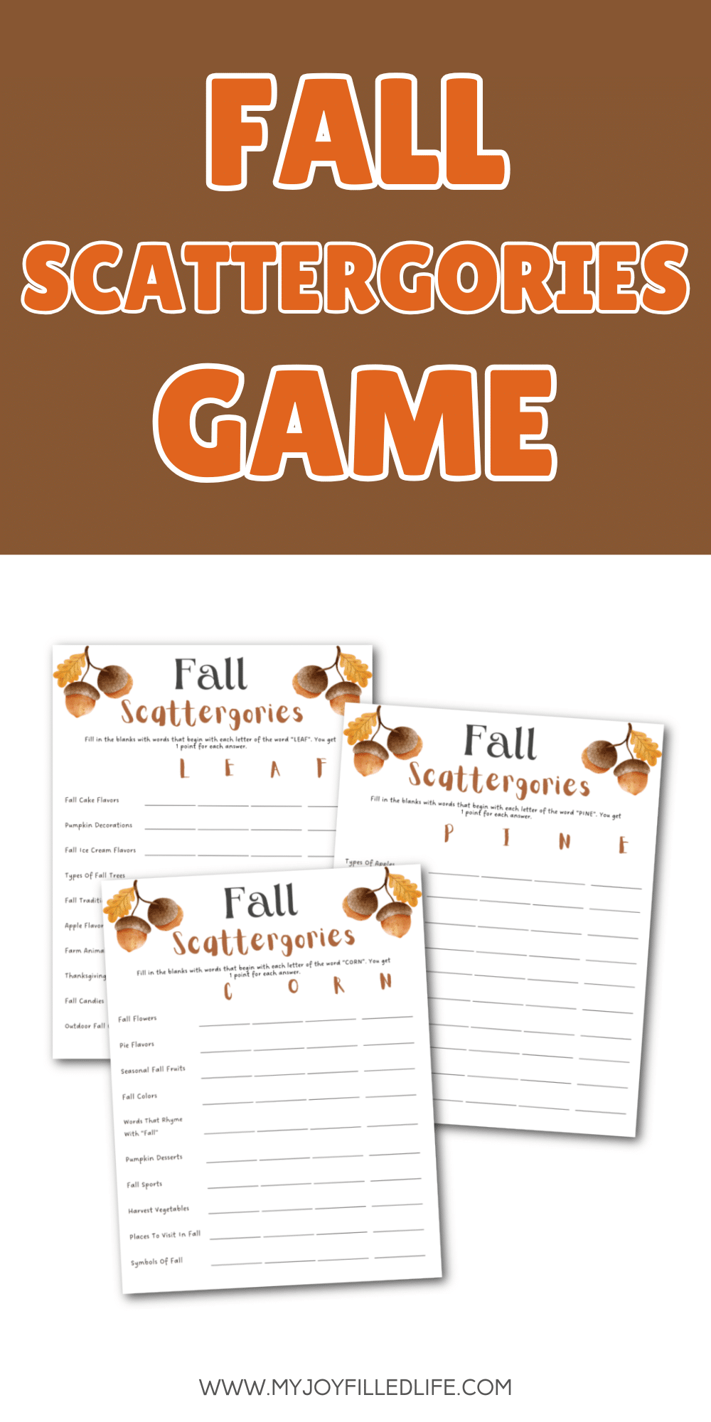 FREE Printable Fall Scattergories Game My JoyFilled Life